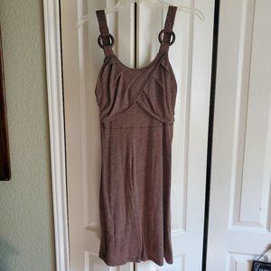 Brown Solid Color O-ring Mini Cami Dress